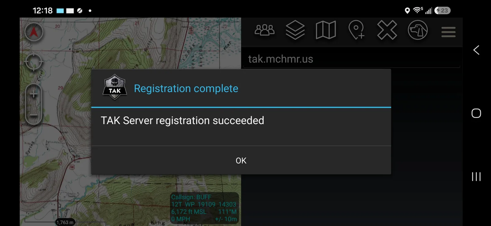 Registration succeeded confirmation message