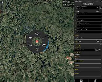 CASEVAC marker on the map with its radial menu and the nine-line form open beside it