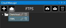 Select Server drop-down listing configured Owncloud and FTPS servers