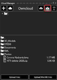 Cloud Manager upload view with Upload Files and Upload WinTAK Files buttons