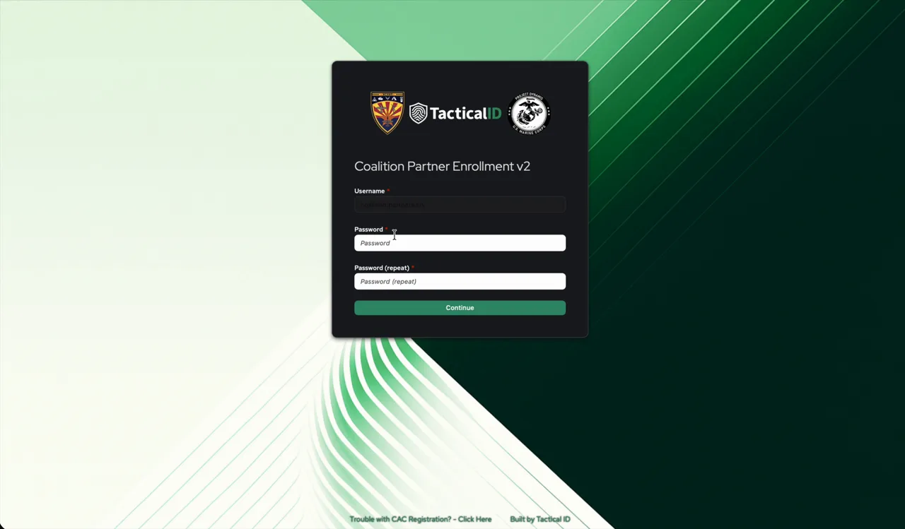 Coalition Partner Registration v2 — setting username and password