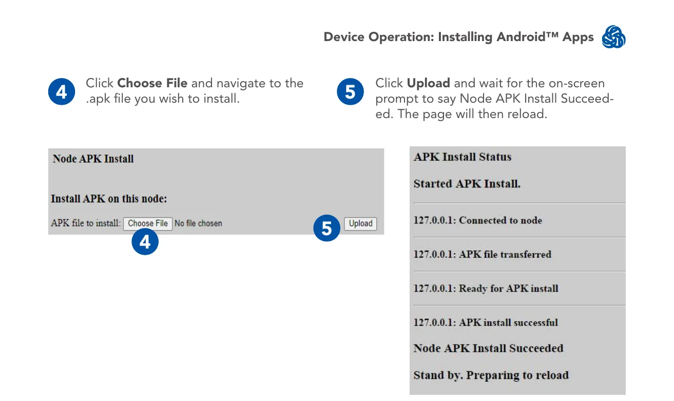 Choosing and uploading the APK file