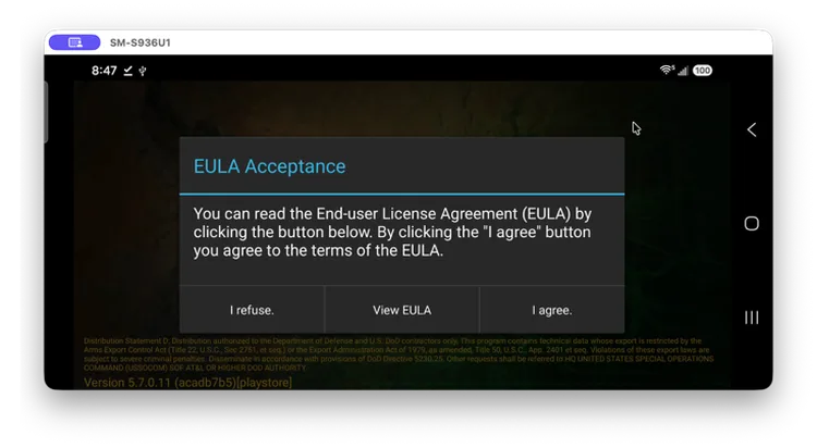 EULA Acceptance dialog with I refuse, View EULA, and I agree options