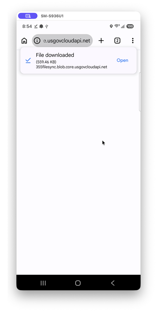 Chrome "File downloaded" notification with an Open link