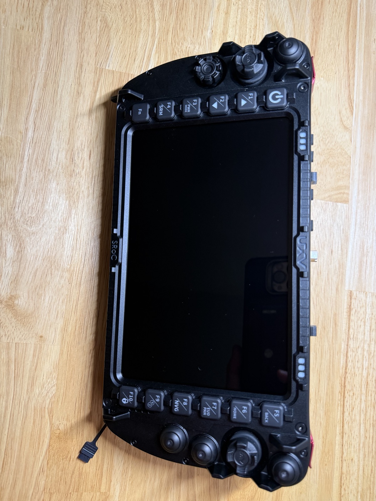 Fully assembled SRoC controller, front view, with the Tab 5 installed and the bezel closed