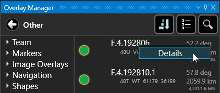 Right-click context menu on an Overlay Manager item with the Details option
