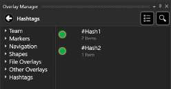 Hashtag category in Overlay Manager listing available hashtags