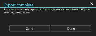 Export complete notification with Send and Done buttons