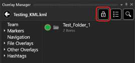 KML entry with an asterisk denoting unsaved changes, and the lock, save and search controls