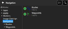 Navigation category in Overlay Manager listing Routes and Waypoints