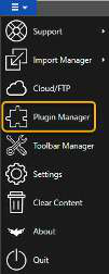 Application Menu with Plug-in Manager highlighted