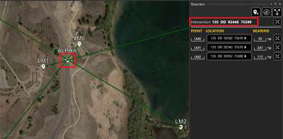 Updated intersection point plotted on the map after additional landmarks are added
