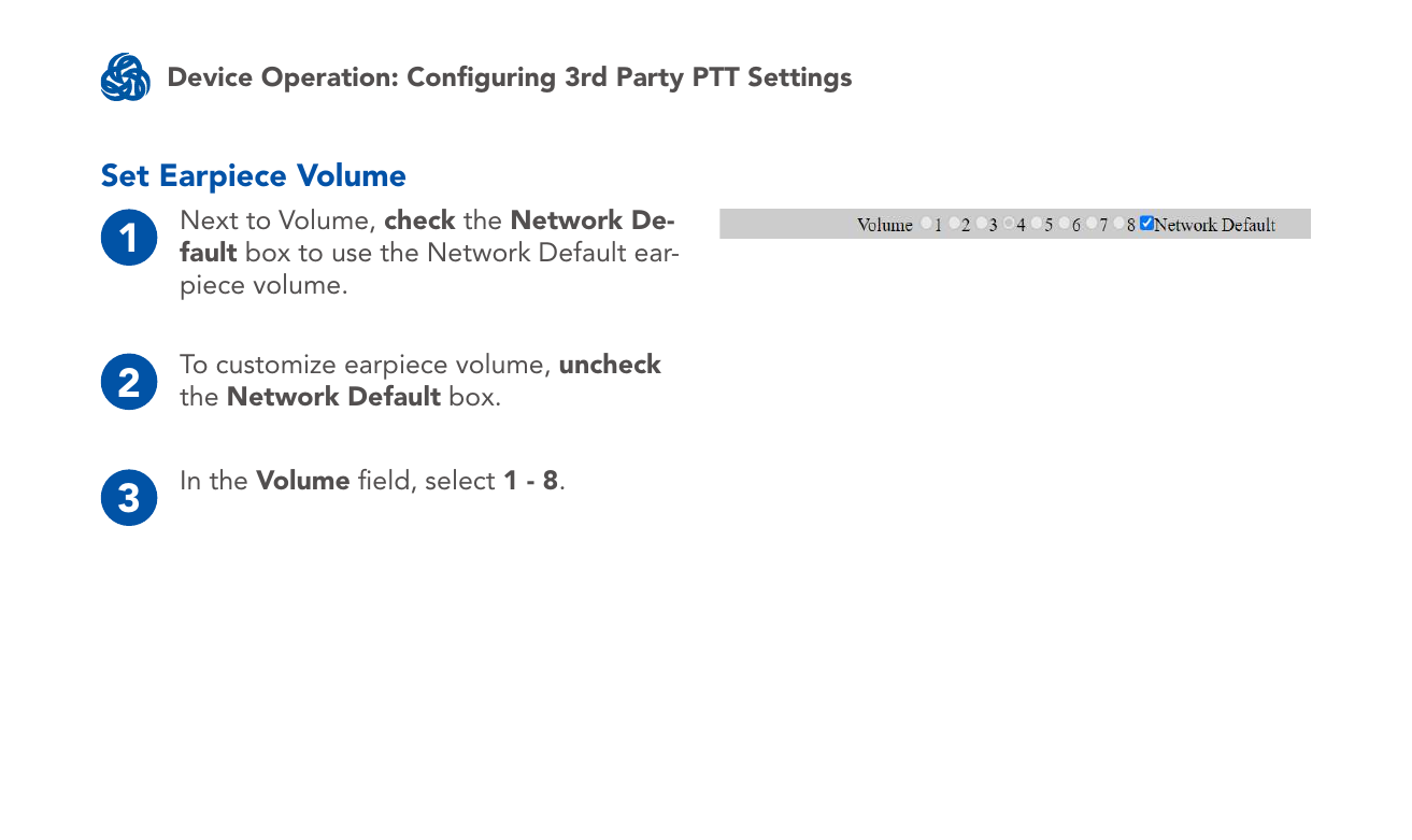 Earpiece Volume field
