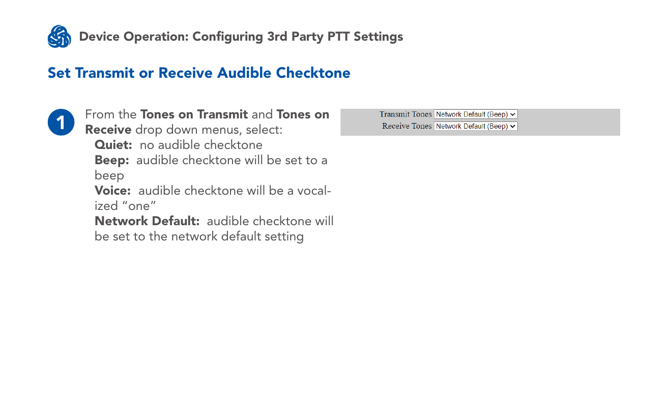 Tones on Transmit and Tones on Receive fields
