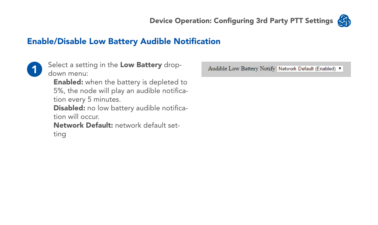 Audible Low Battery Notify field