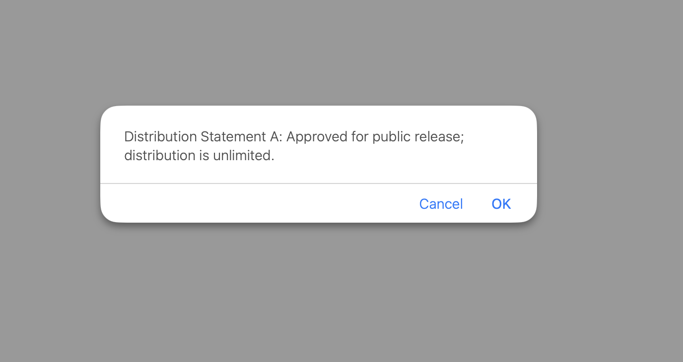 WebTAK distribution statement notice, shown after launching the application