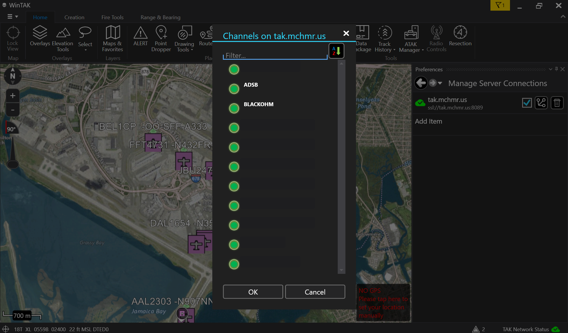 Step 5 - Channels on tak.mchmr.us dialog listing all available channels